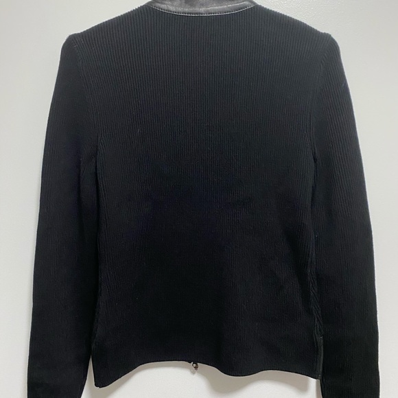 Nordstrom Classiques Entier Black Leather & Knit Zip-up Sweater - Picture 7 of 7